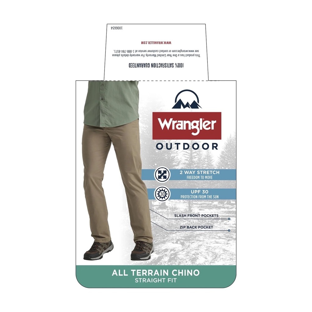 Wrangler Men's Outdoor All Terrain Chino Straight Fit Dark Shadow 38x30 NWT - Picture 7 of 7